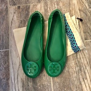 Tory Burch emerald stone mini flats
